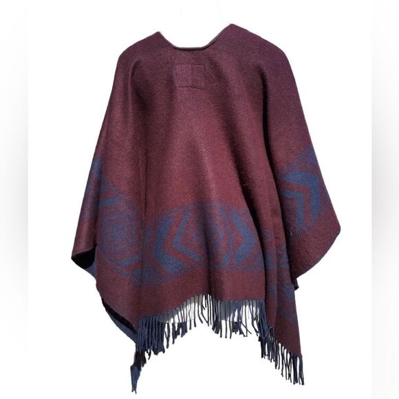 American Eagle Outfitters Southwestern Fringed Poncho Shawl One Size - Picture 2 of 9